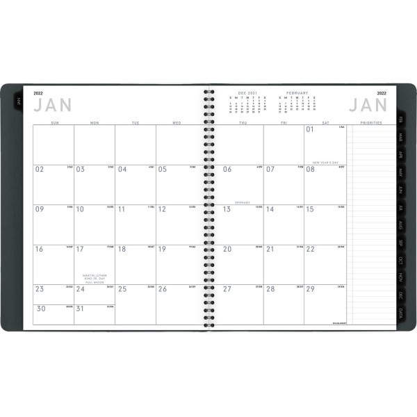 slide 3 of 10, At-A-Glance Contemporary Lite Weekly/Monthly Planner, 8-1/4'' X 11'', Black, January To December 2022, 7095Xl05, 1 ct