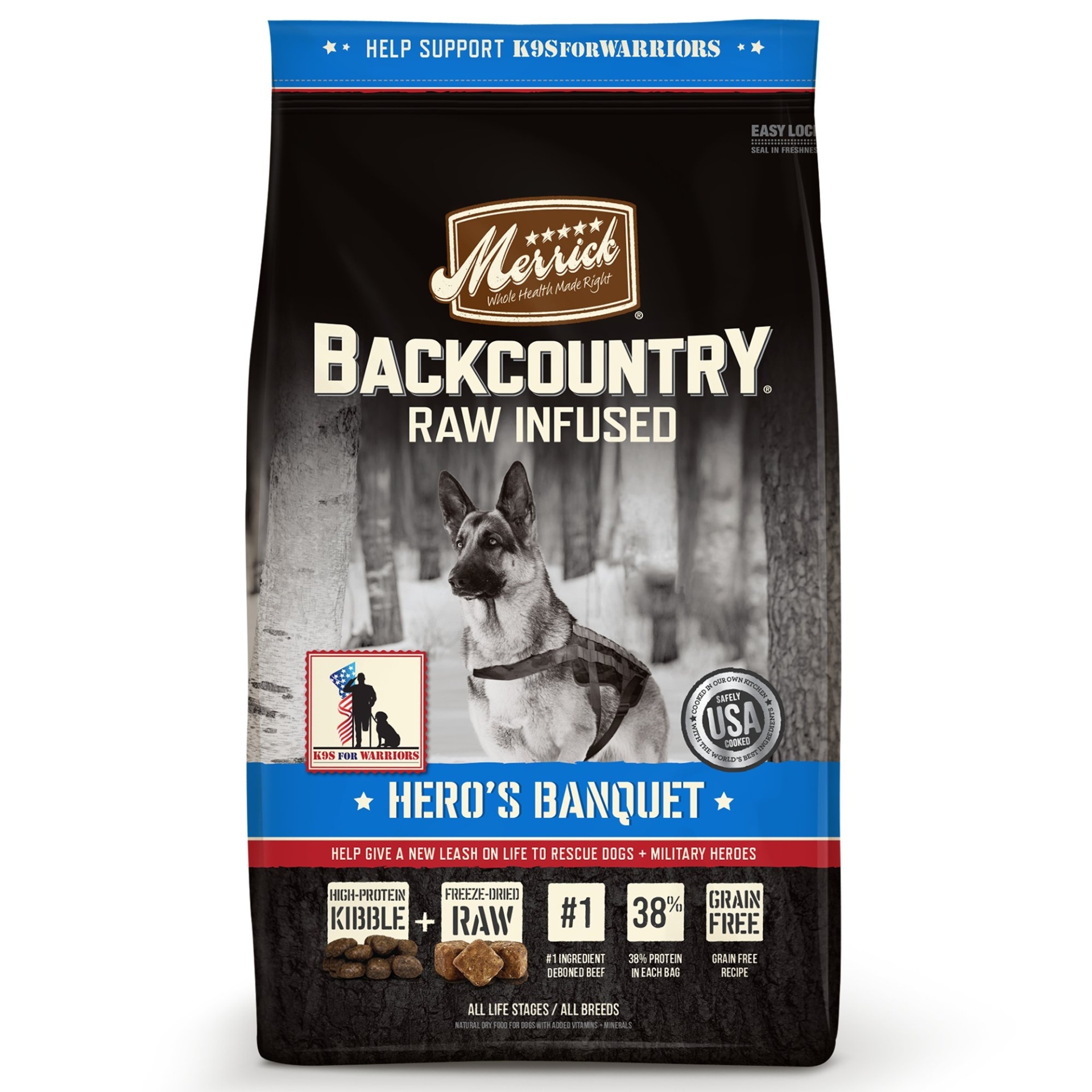 slide 1 of 1, Merrick Backcountry Grain Free Hero's Banquet Dry Dog Food, 22 lb