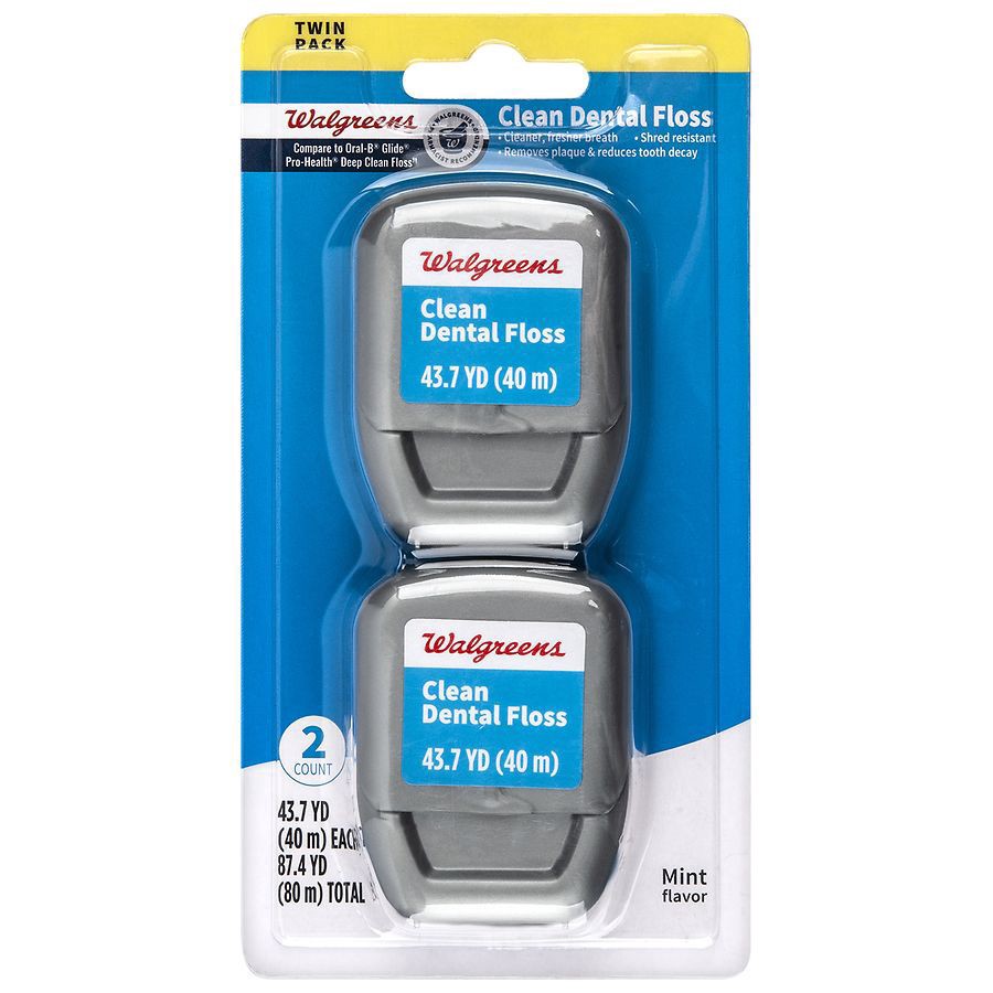 slide 1 of 3, Walgreens Clean Dental Floss Mint, 43.7 yd x 2 ct