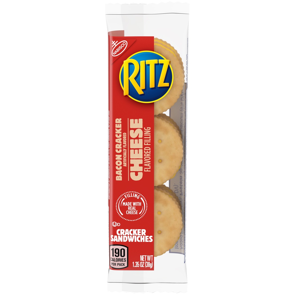 slide 1 of 9, Nabisco Ritz Bacon Crackers with Cheese Filling Cracker Sandwiches, 1.35 oz