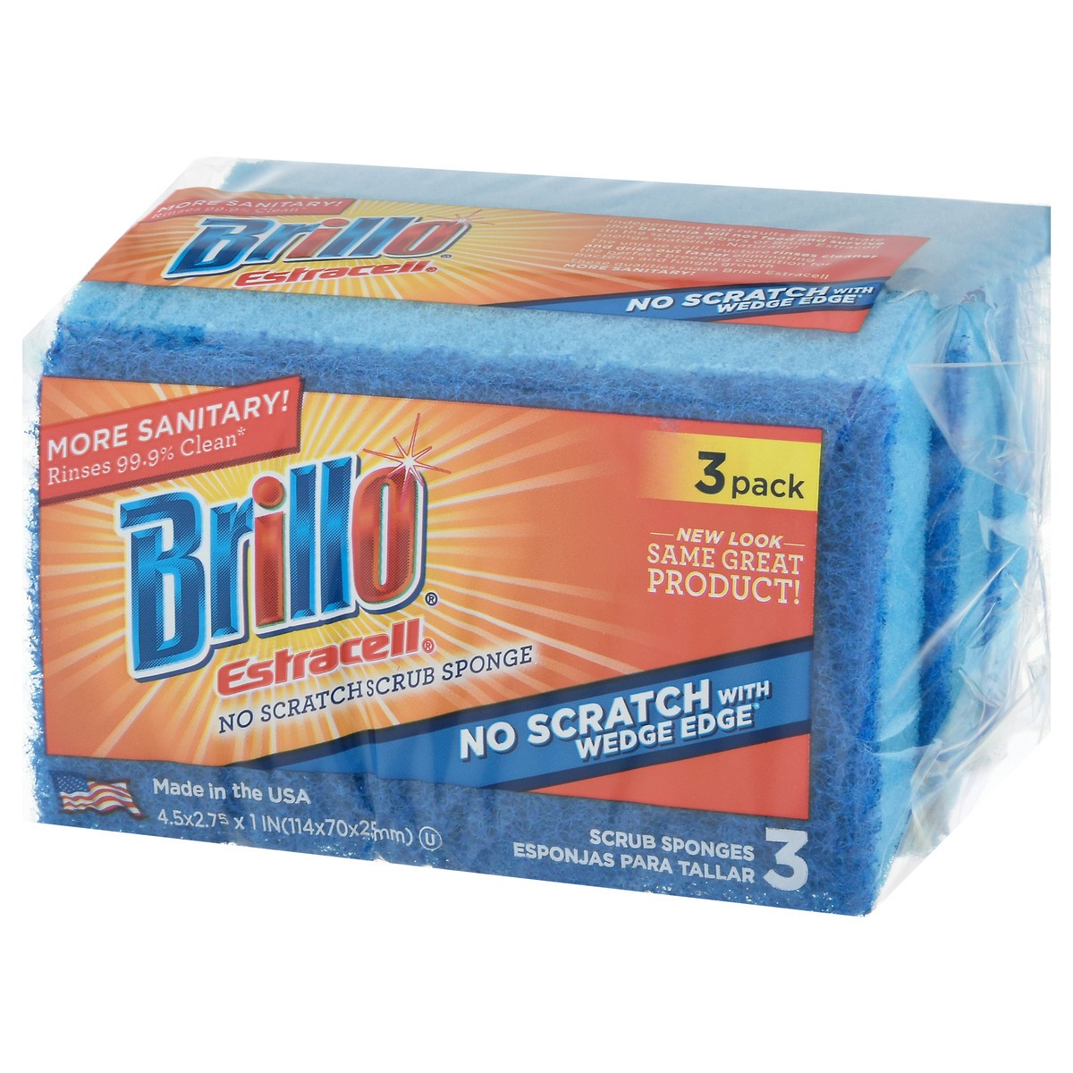 slide 6 of 9, Brillo Estracell Wedge Sponge 3 Ct, 1 ct