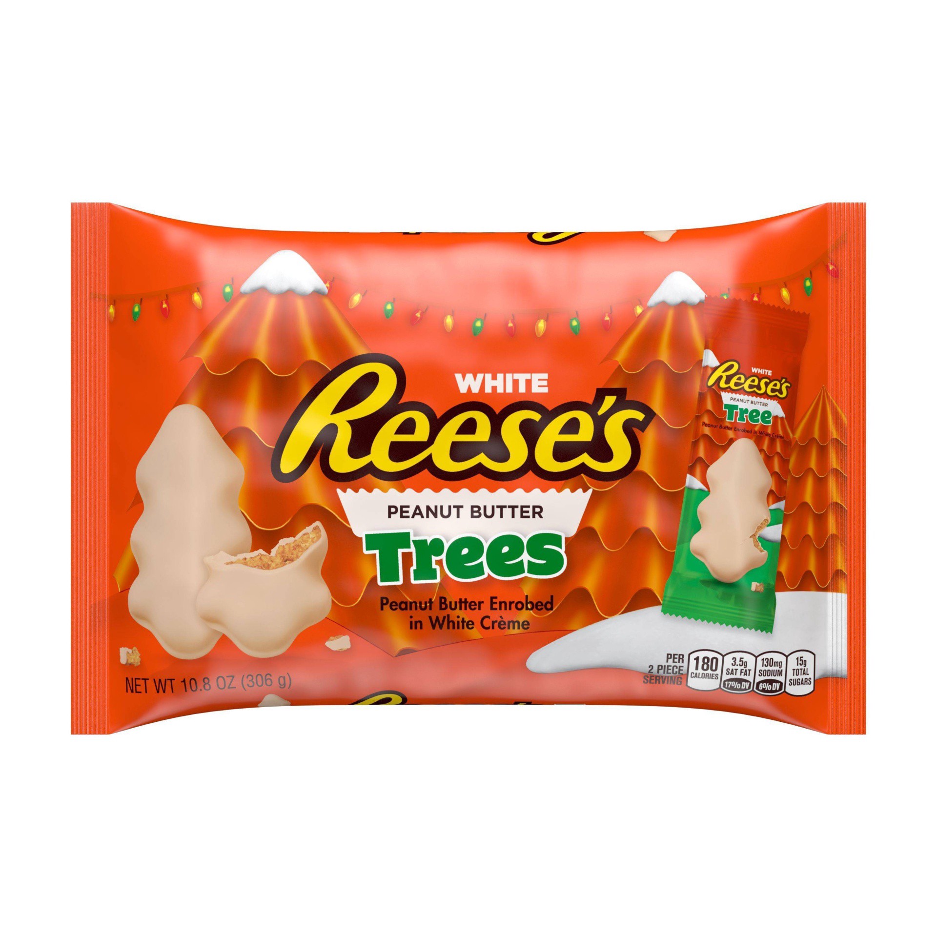 slide 1 of 2, Reese's Holiday Snack Size White Peanut Butter Trees, 10.8 oz