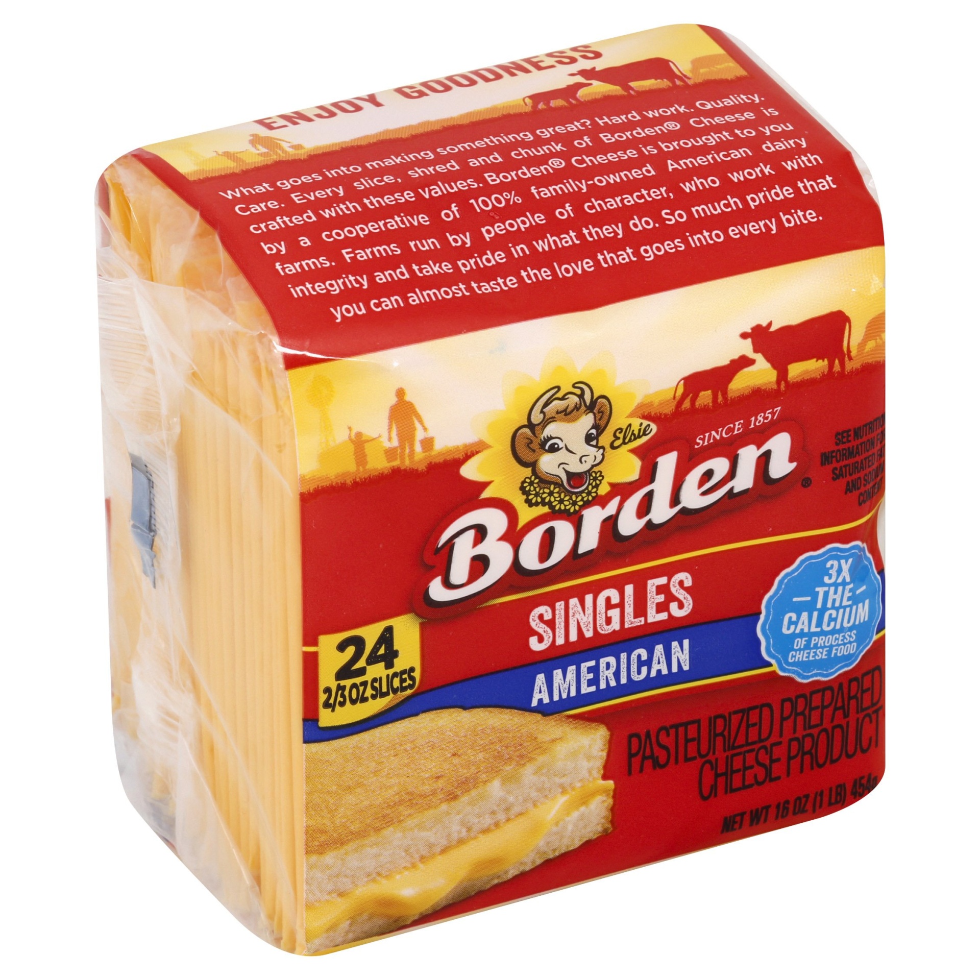 slide 1 of 2, Borden American Cheese Singles, 16 oz