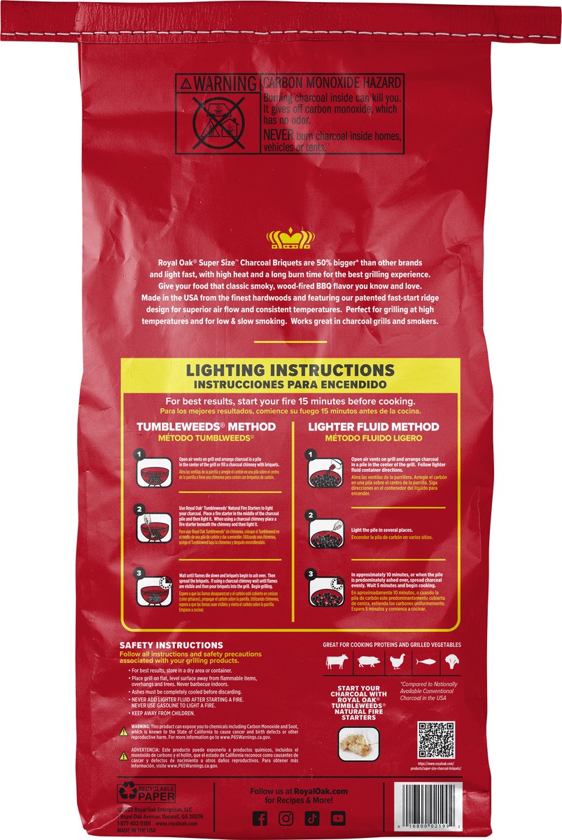 slide 4 of 6, Royal Oak Super Size Charcoal Briquets 14 lb, 14 lb