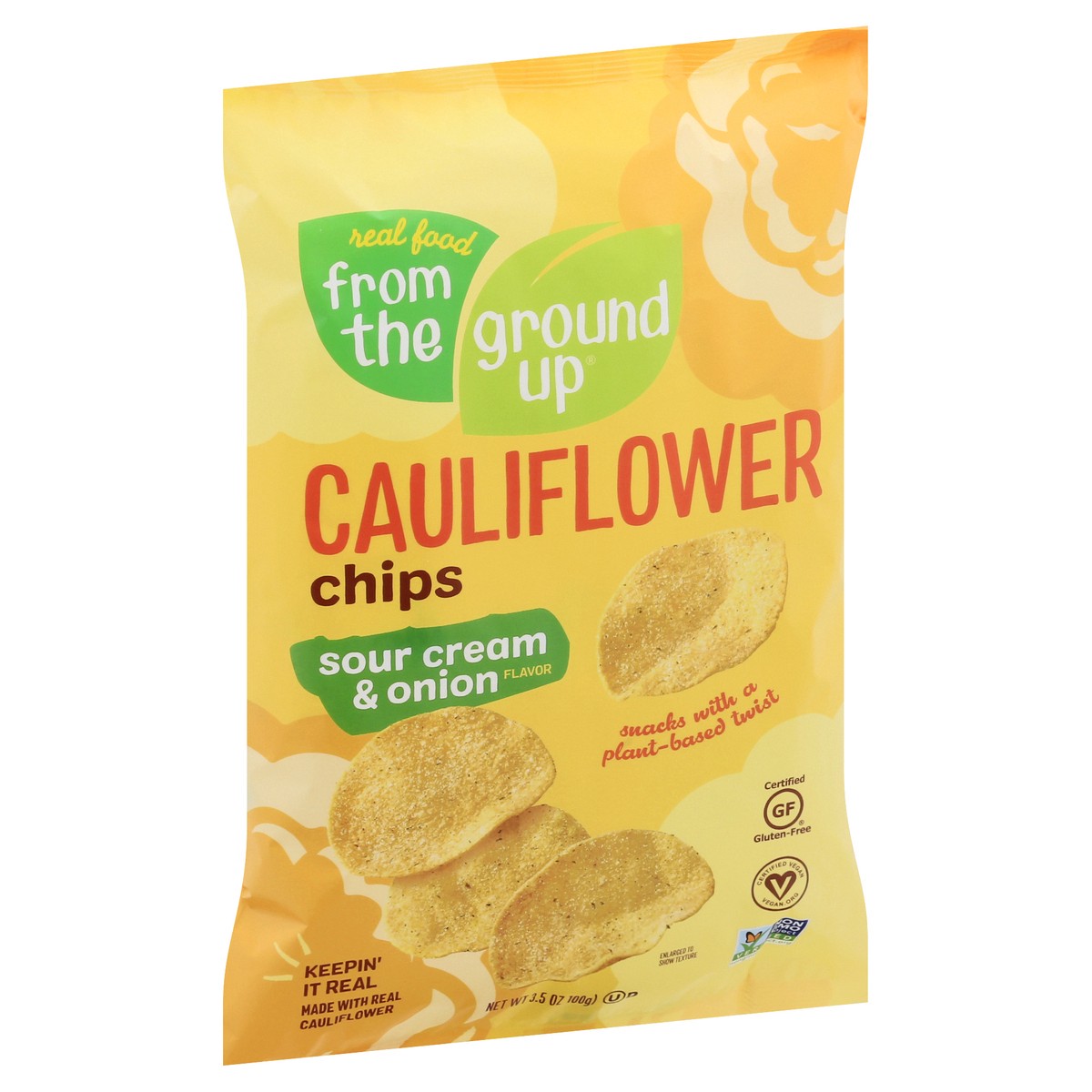 slide 6 of 9, Real Food From the Ground Up Cauliflower Sour Cream & Onion Potato Chips 3.5 oz, 1 ct