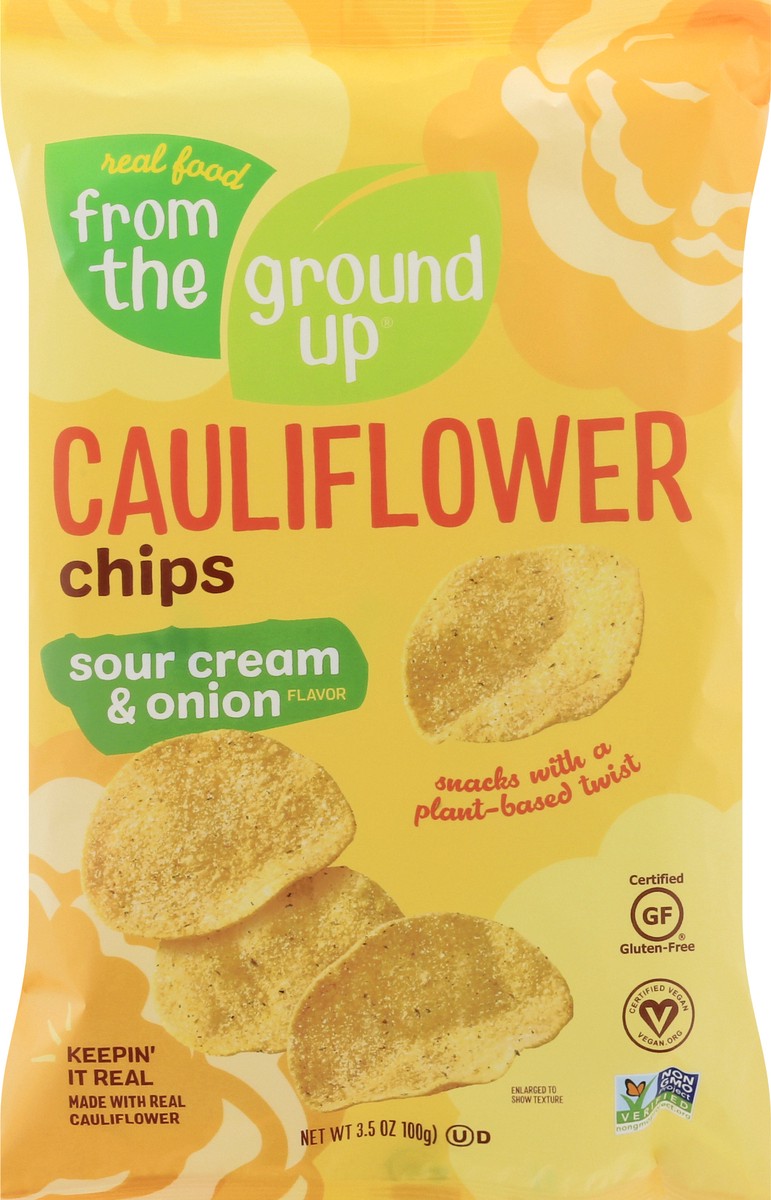 slide 8 of 9, Real Food From the Ground Up Cauliflower Sour Cream & Onion Potato Chips 3.5 oz, 1 ct