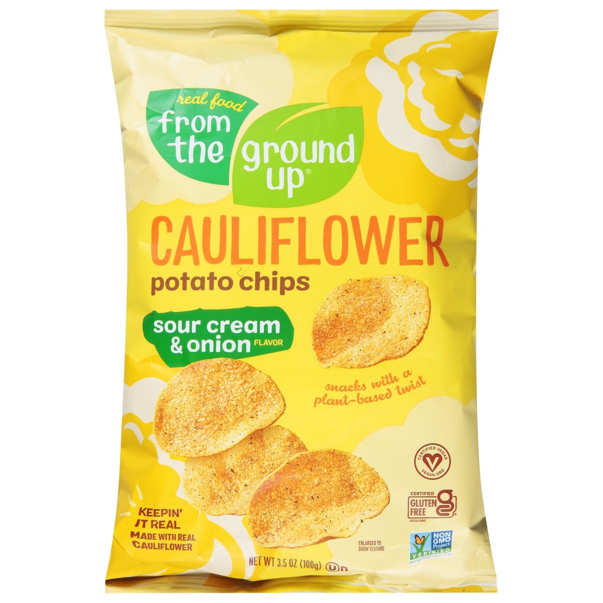 slide 1 of 9, Real Food From the Ground Up Cauliflower Sour Cream & Onion Potato Chips 3.5 oz, 1 ct