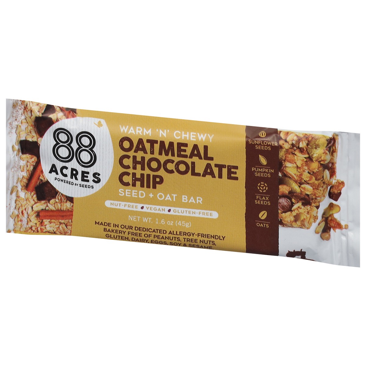 slide 4 of 13, 88 Acres Oatmeal Chocolate Chip Seed + Oat Bar 1.6 oz, 1.6 oz