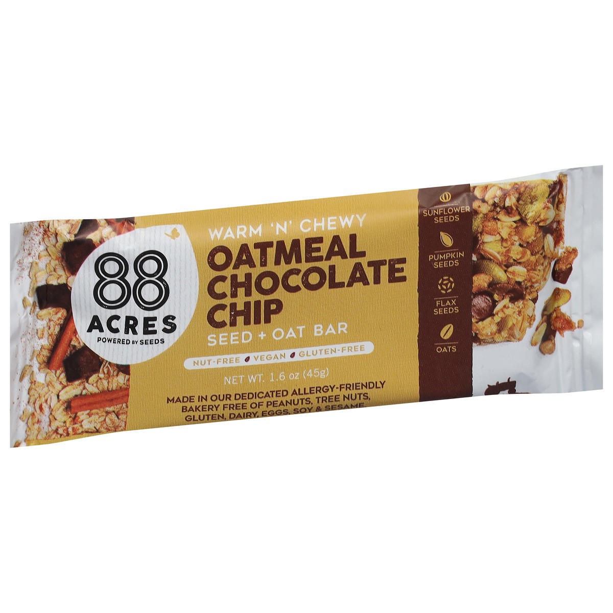 slide 12 of 13, 88 Acres Oatmeal Chocolate Chip Seed + Oat Bar 1.6 oz, 1.6 oz