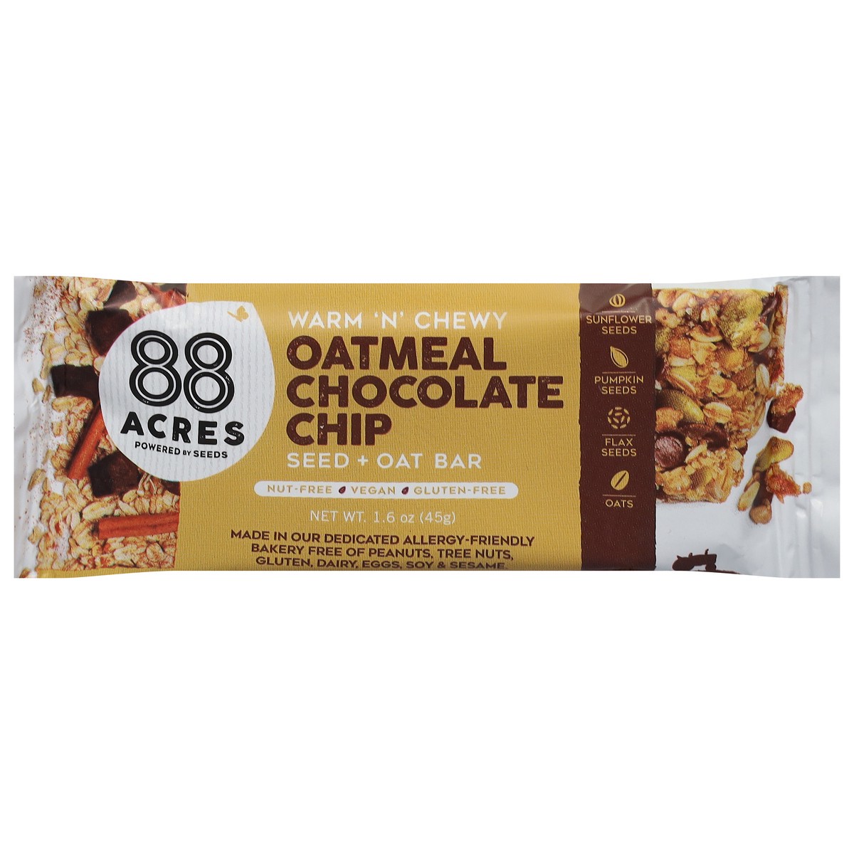 slide 10 of 13, 88 Acres Oatmeal Chocolate Chip Seed + Oat Bar 1.6 oz, 1.6 oz