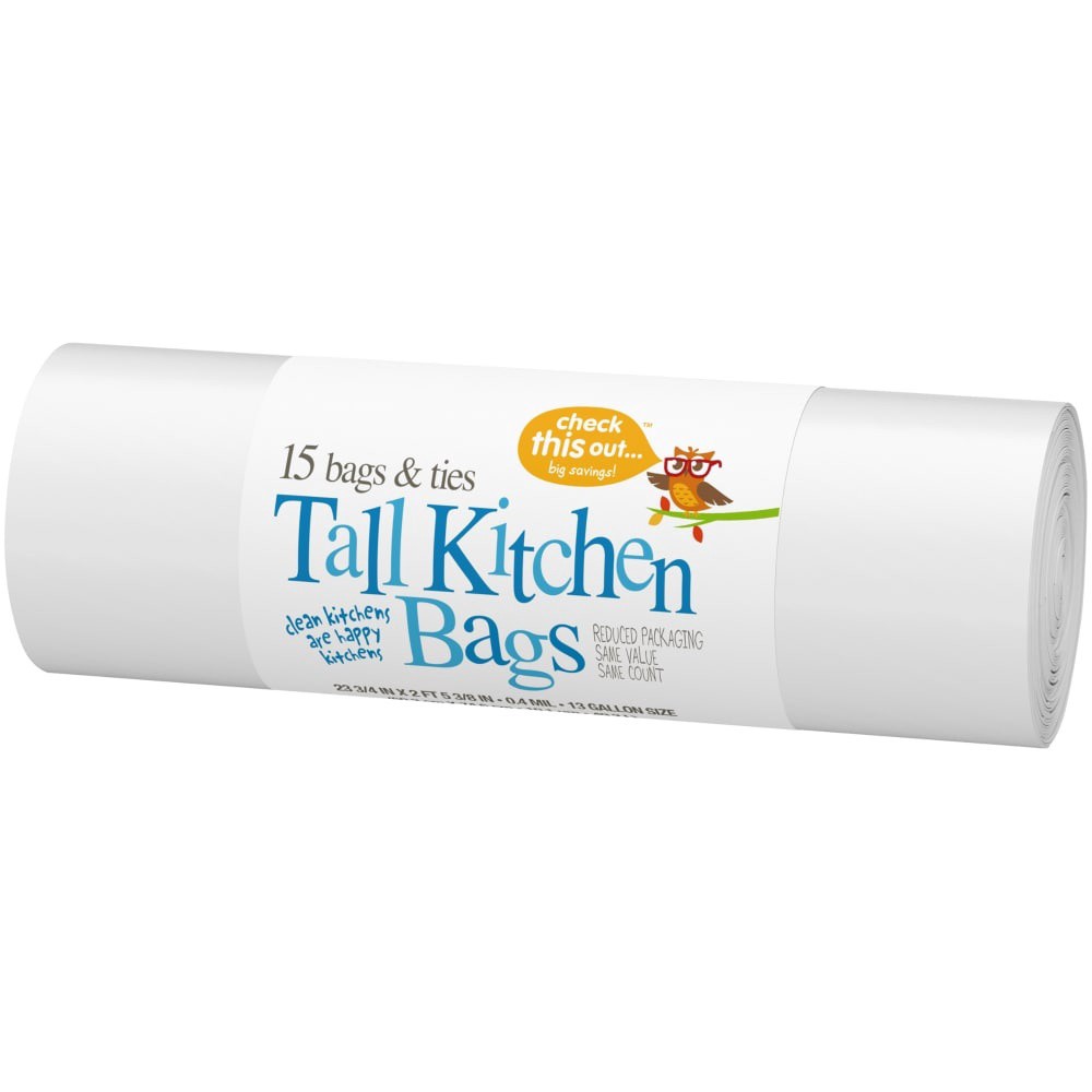 slide 4 of 5, Check This Out... White Tall Kitchen Bags, 15 ct