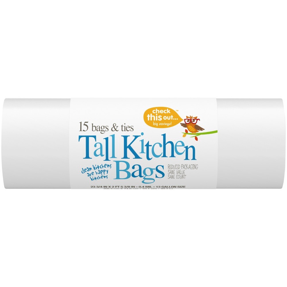 slide 1 of 5, Check This Out... White Tall Kitchen Bags, 15 ct