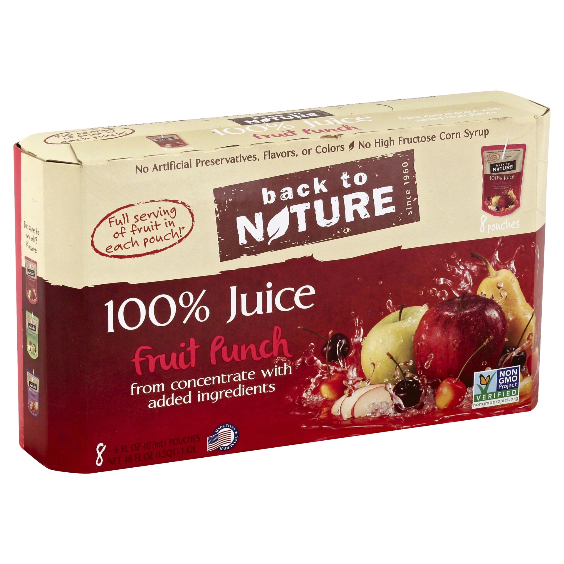 slide 1 of 6, Back to Nature 100% Juice Fruit Punch - 8 ct; 6 fl oz, 8 ct; 6 fl oz