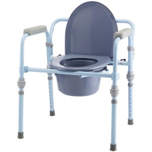slide 1 of 1, CVS Health Folding Bedside Commode Seat With Commode Bucket And Splash Guard, 1 ct
