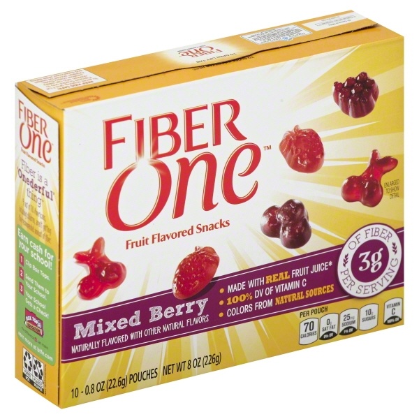 slide 1 of 1, Fiber One Mixed Berry Fruit Flavored Snacks, 10 ct; 0.8 oz