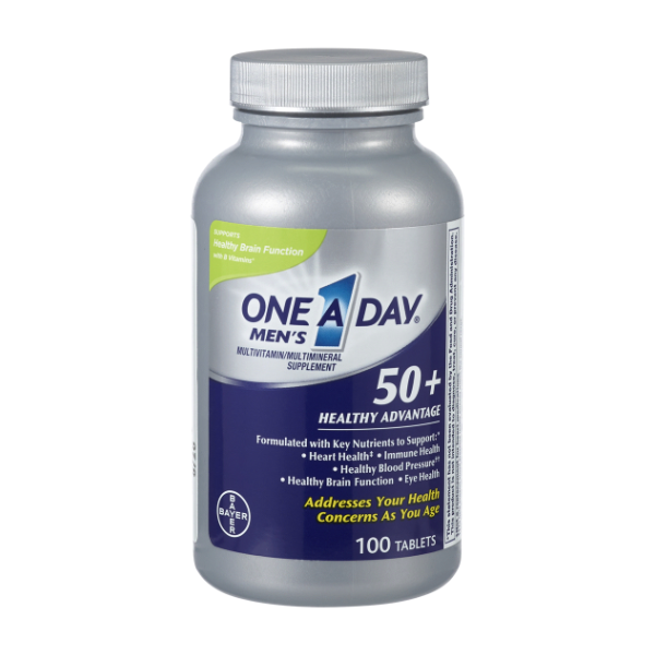 slide 1 of 8, One A Day Tablets Men's 50+ Multivitamin/Multimineral Supplement 100 ea Bottle, 100 ct