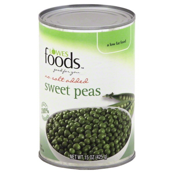 slide 1 of 2, Lowes Foods Sweet Peas No Salt, 15 oz