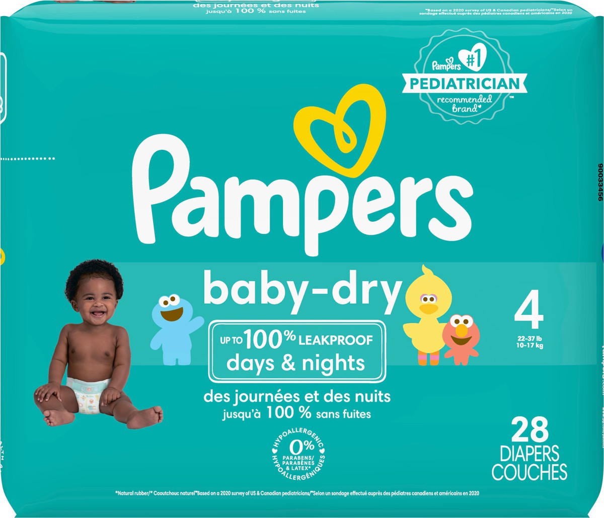 slide 3 of 9, Pampers Baby Dry Diapers Size 4 28 Count, 28 ct