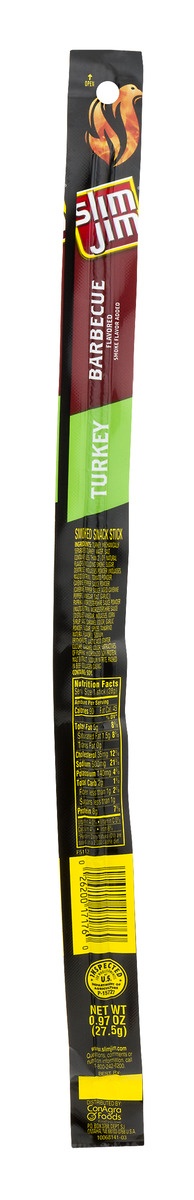 slide 1 of 8, Slim Jim Turkey Smoked Snack Stick Barbecue, 0.97 oz