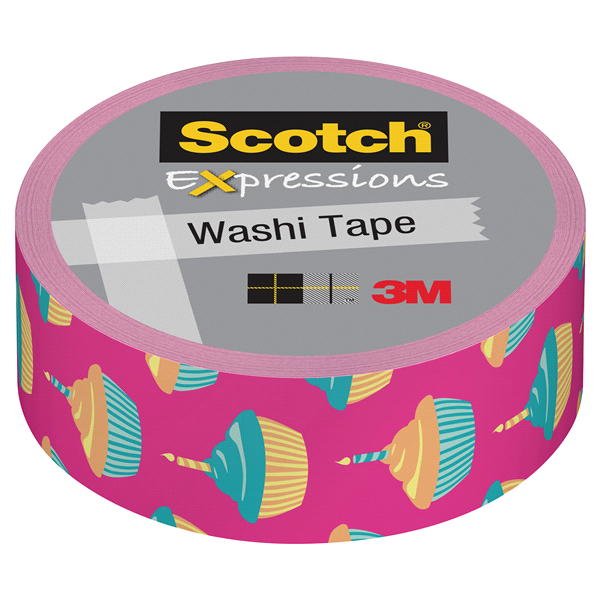 slide 1 of 1, Scotch Expressions Washi Tape, Pink Cupcakes, 1 ct