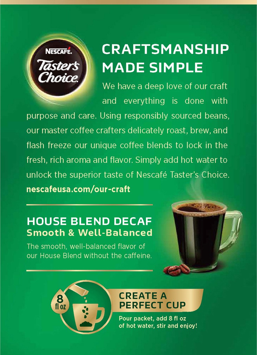 slide 4 of 8, NESCAFE TASTER'S CHOICE Decaf House Blend Medium Light Roast Instant Coffee 16-0.1 oz. Singles, 16 ct; 0.1 oz