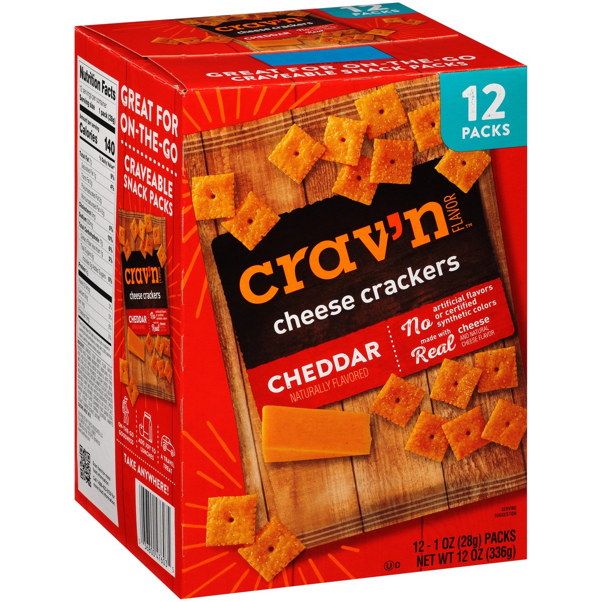 slide 3 of 9, Crav'n Flavor Cheddar Cheese Crackers, 12 oz