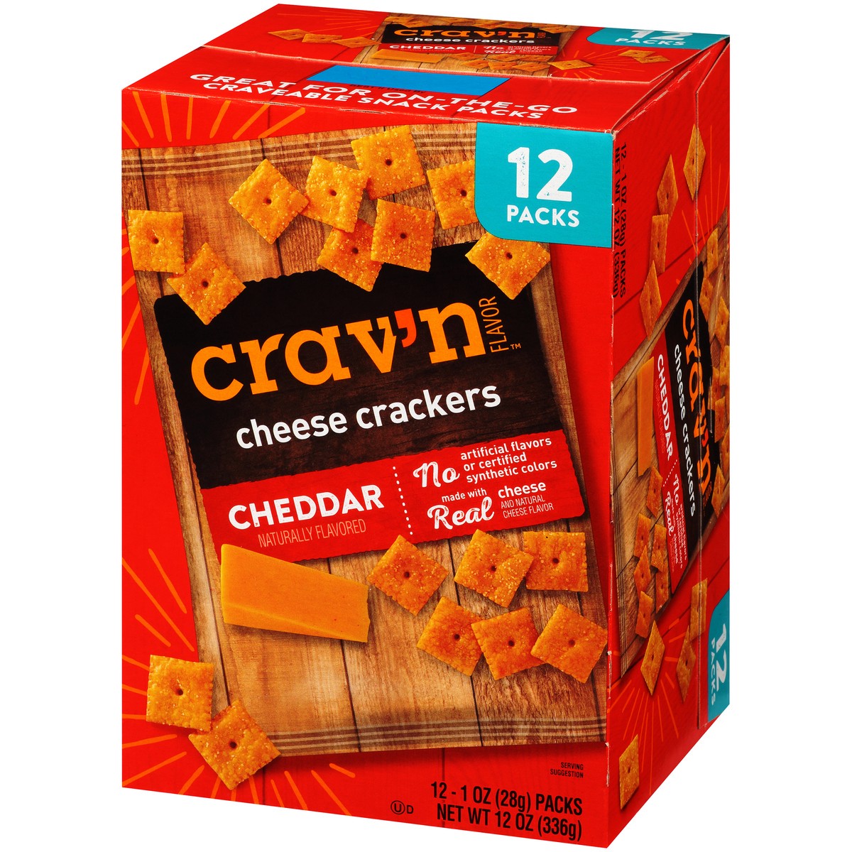 slide 2 of 9, Crav'n Flavor Cheddar Cheese Crackers, 12 oz