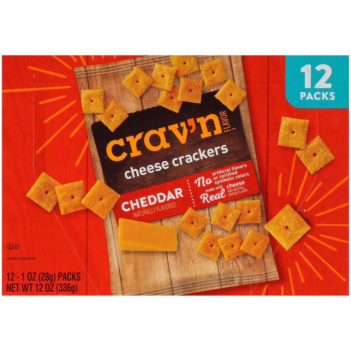slide 5 of 9, Crav'n Flavor Cheddar Cheese Crackers, 12 oz