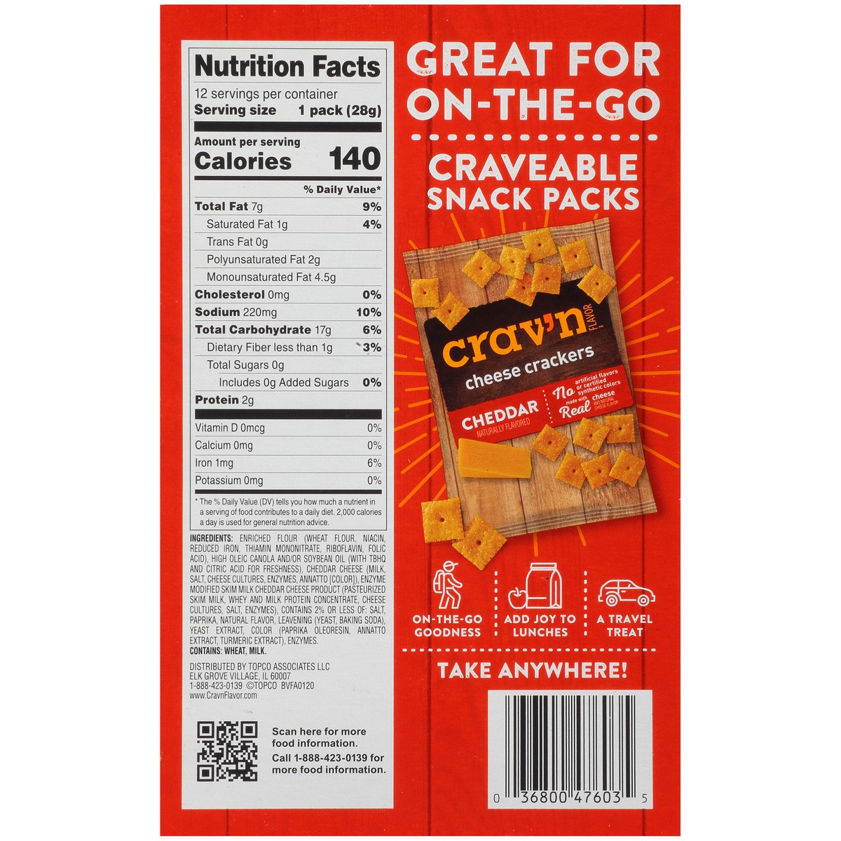 slide 7 of 9, Crav'n Flavor Cheddar Cheese Crackers, 12 oz