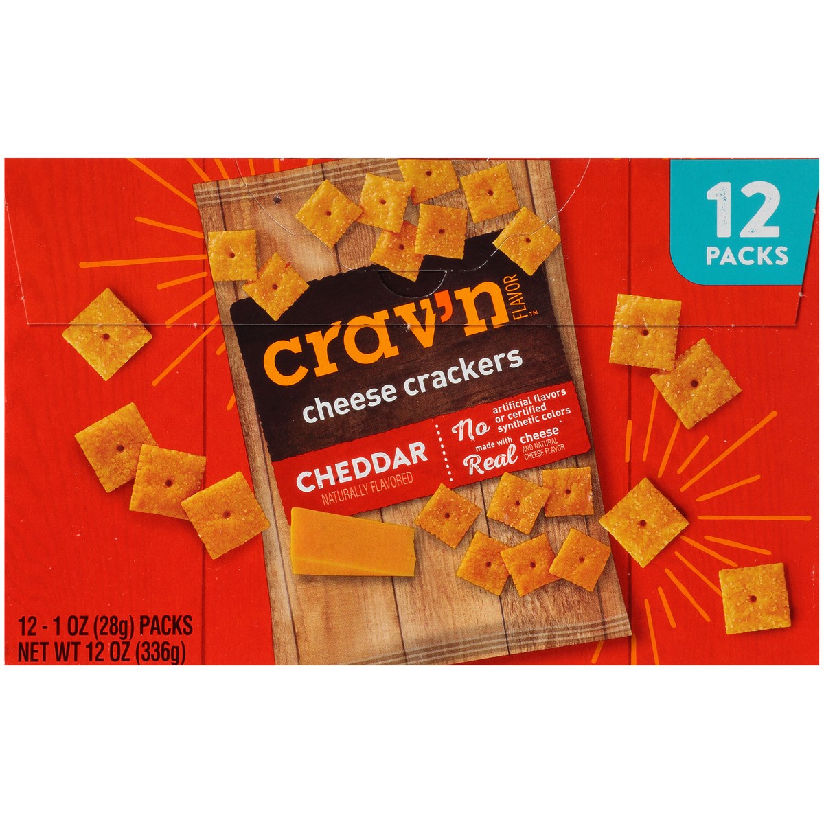 slide 9 of 9, Crav'n Flavor Cheddar Cheese Crackers, 12 oz