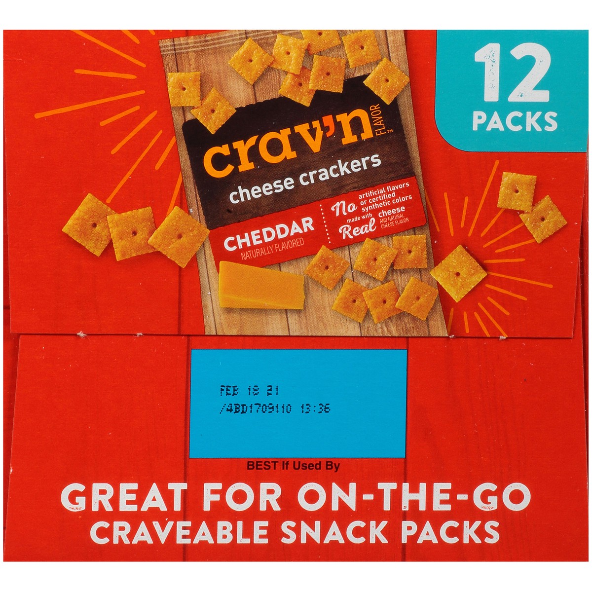 slide 8 of 9, Crav'n Flavor Cheddar Cheese Crackers, 12 oz