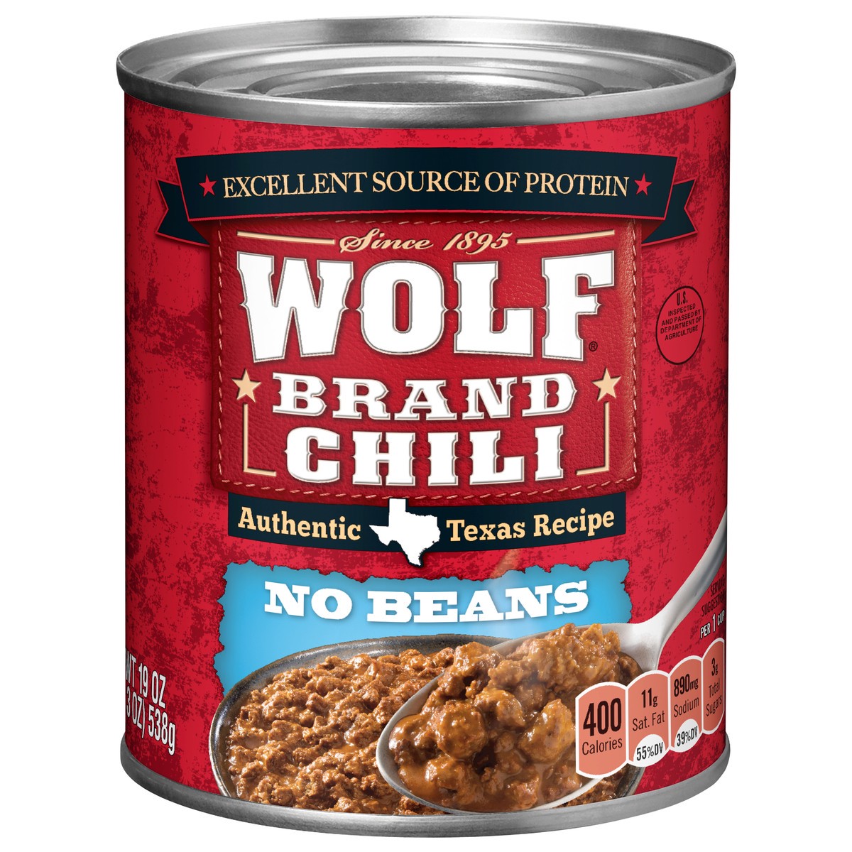 slide 1 of 5, Wolf Brand No Beans Chili 19 oz, 19 oz