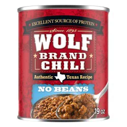 Wolf Brand Chili No Beans, Chili Without Beans, 15g Protein Per Serving, 19 oz. Can