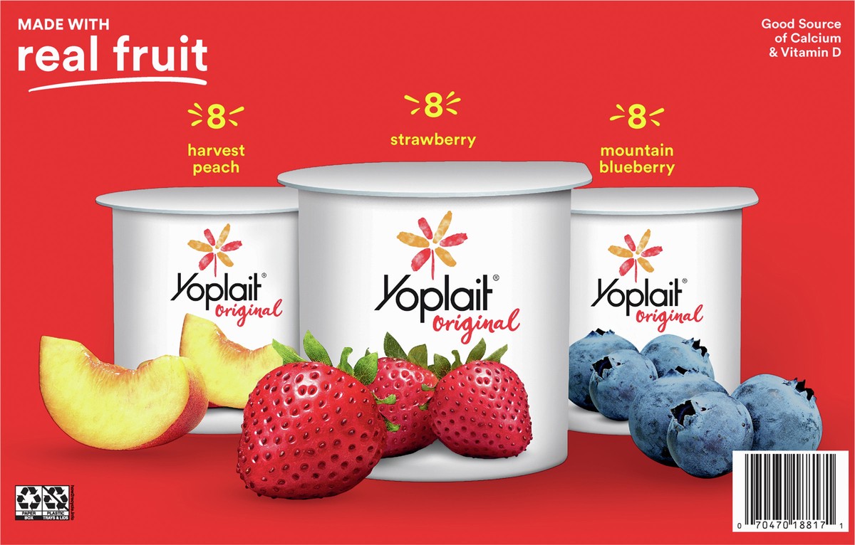 slide 8 of 13, Yoplait Original Low Fat Yogurt Pack, 24 Ct, 6 OZ Fruit Yogurt Cups, 24 ct