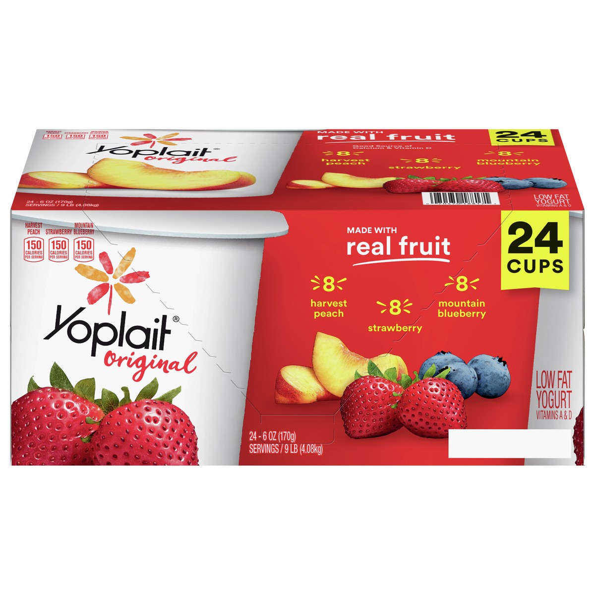 slide 12 of 13, Yoplait Original Low Fat Yogurt Pack, 24 Ct, 6 OZ Fruit Yogurt Cups, 24 ct