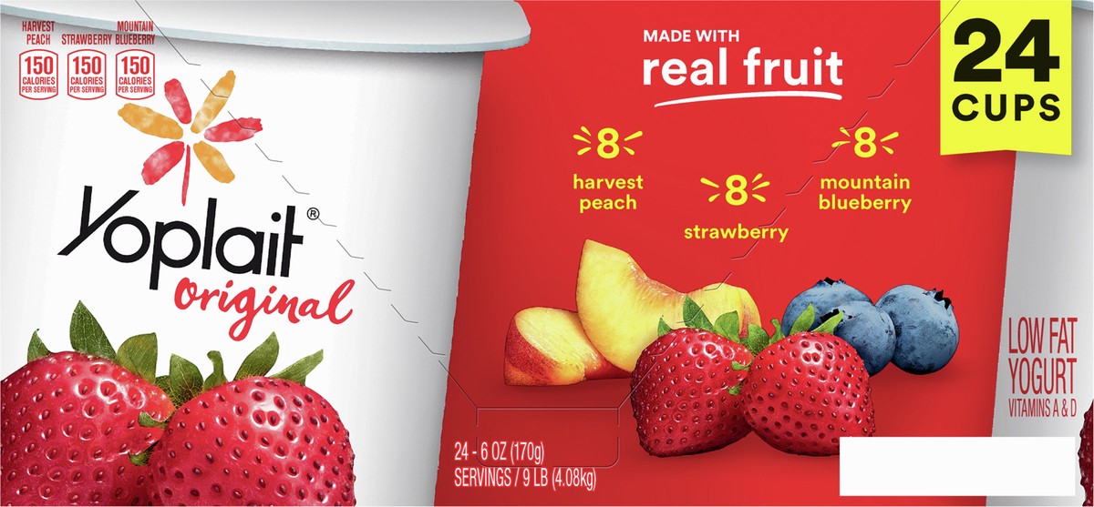 slide 5 of 13, Yoplait Original Low Fat Yogurt Pack, 24 Ct, 6 OZ Fruit Yogurt Cups, 24 ct