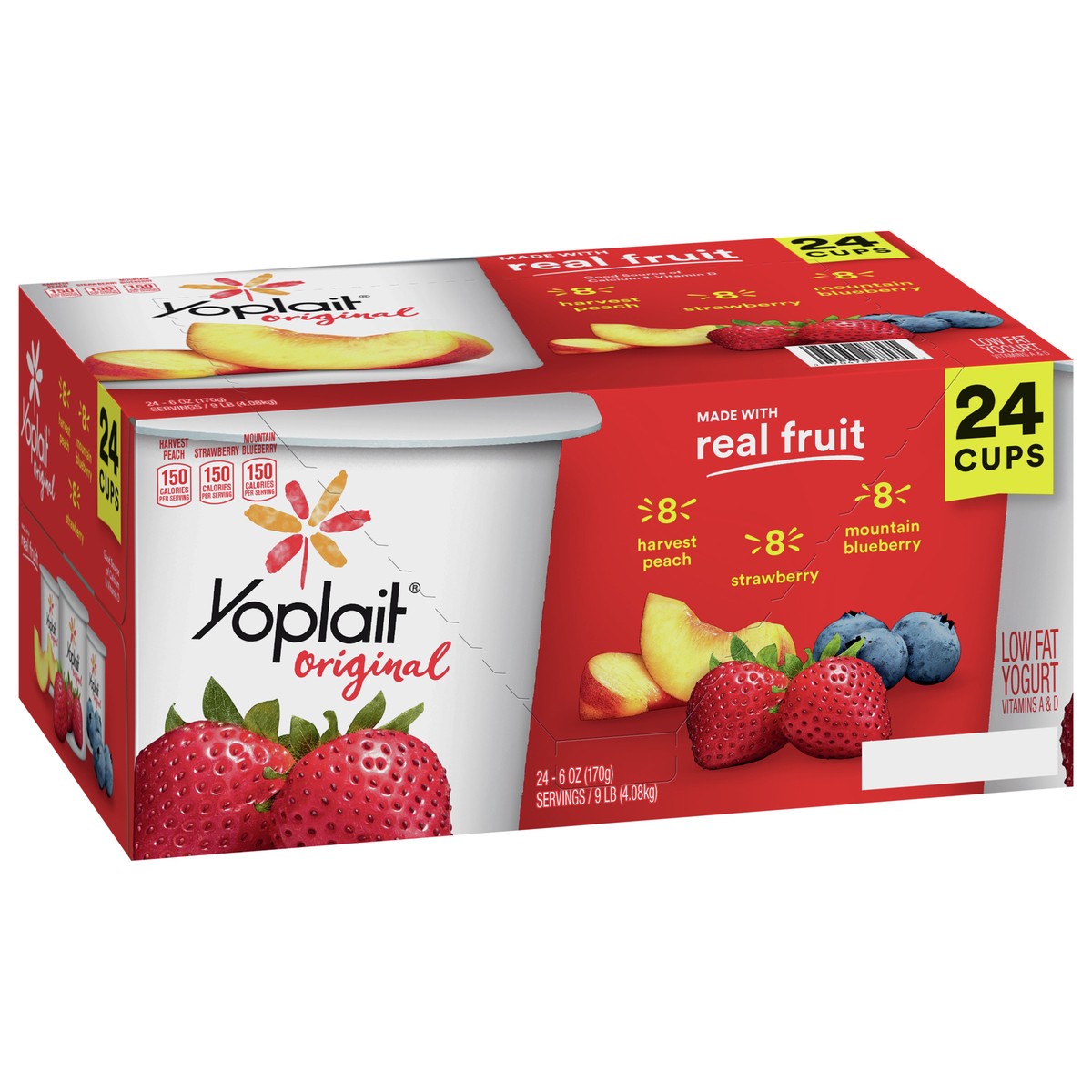 slide 10 of 13, Yoplait Original Low Fat Yogurt Pack, 24 Ct, 6 OZ Fruit Yogurt Cups, 24 ct