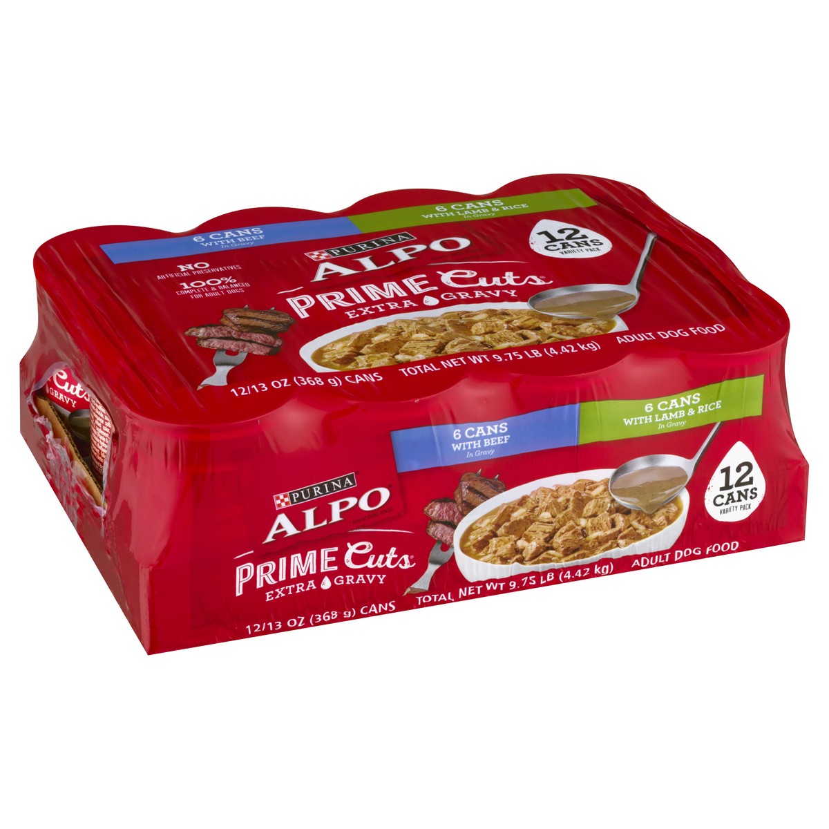 slide 9 of 9, Purina Alpo 12 Pack Variety Pack Adult Prime Cuts With Beef/Lamb & Rice Dog Food 12 ea, 12 ct