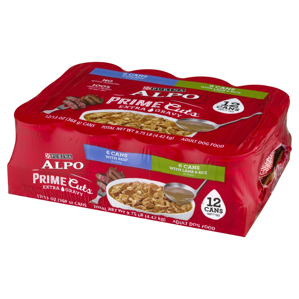 slide 4 of 9, Purina Alpo 12 Pack Variety Pack Adult Prime Cuts With Beef/Lamb & Rice Dog Food 12 ea, 12 ct