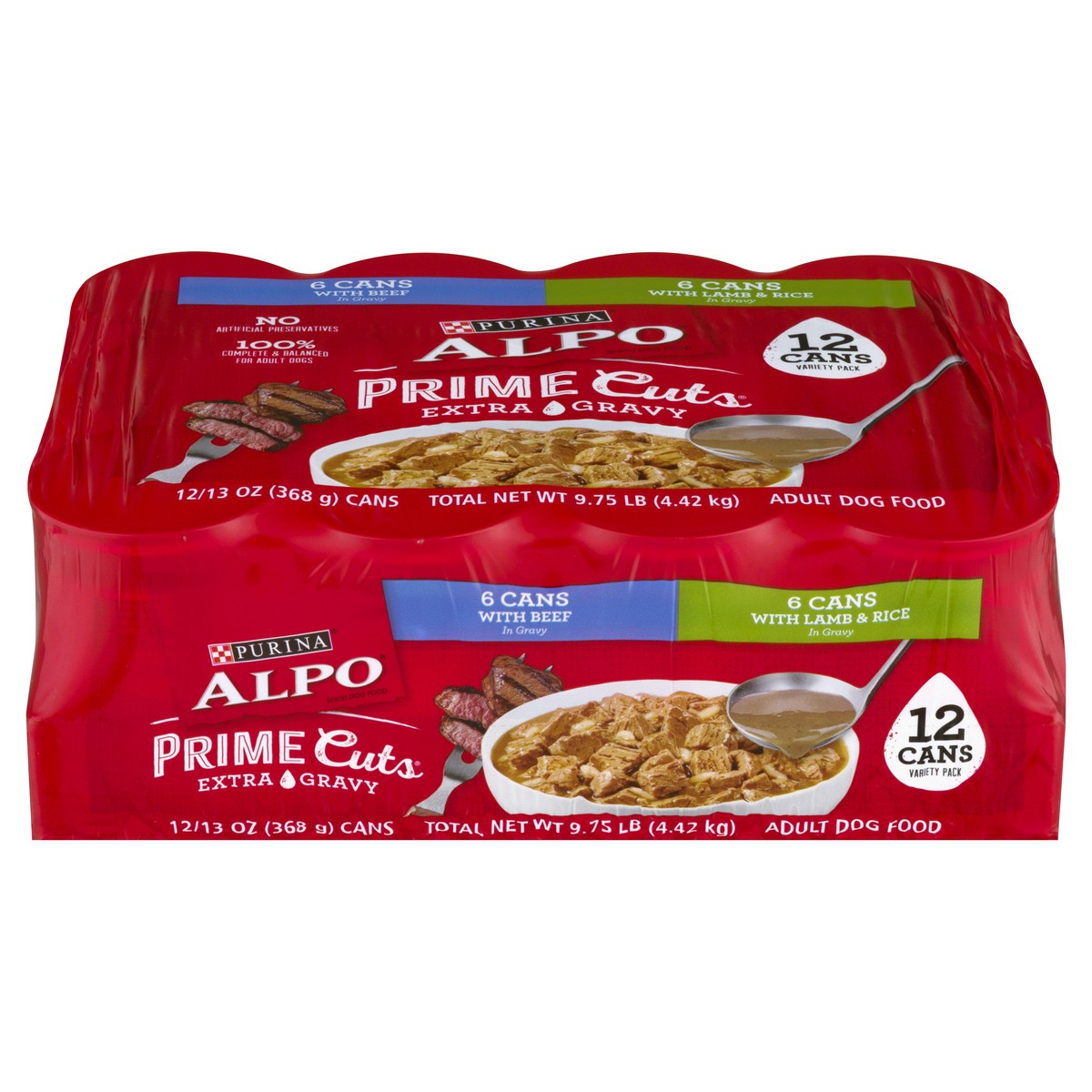 slide 1 of 9, Purina Alpo 12 Pack Variety Pack Adult Prime Cuts With Beef/Lamb & Rice Dog Food 12 ea, 12 ct