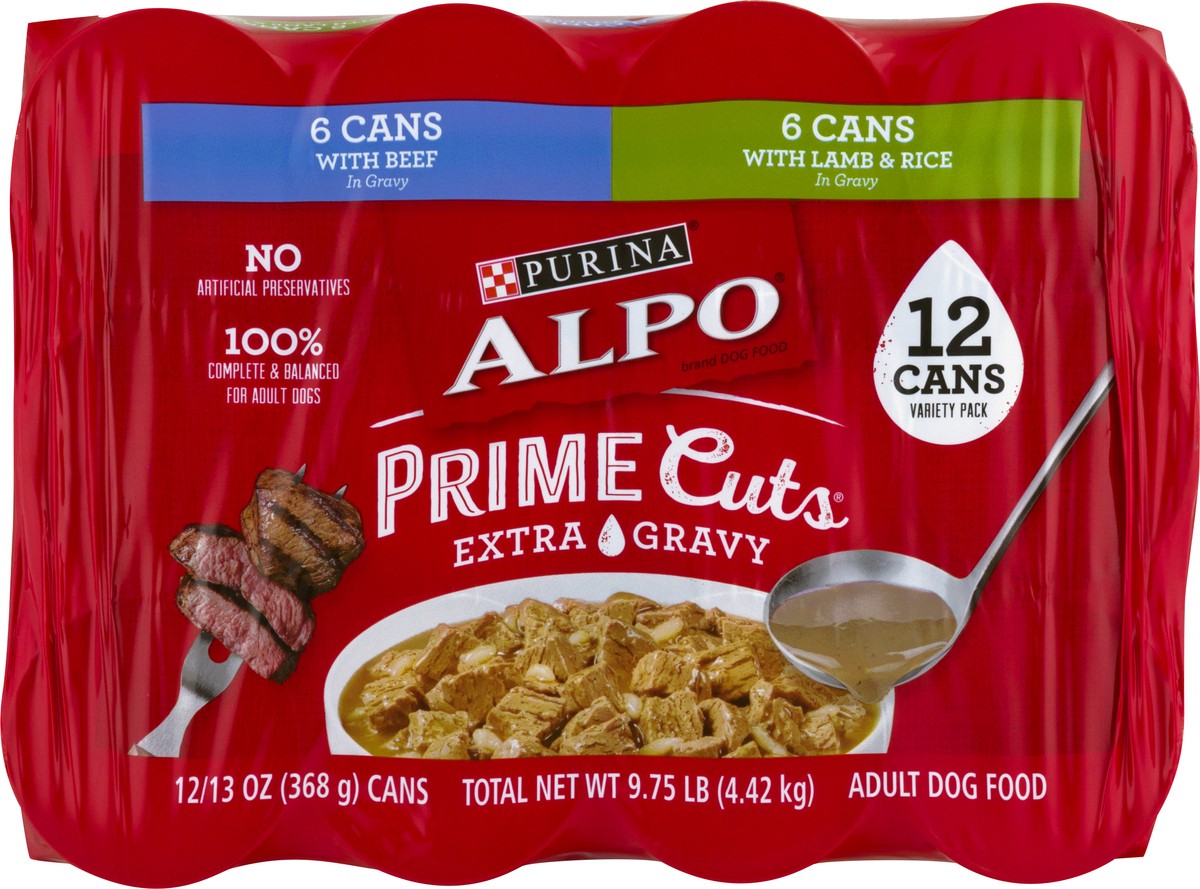 slide 8 of 9, Purina Alpo 12 Pack Variety Pack Adult Prime Cuts With Beef/Lamb & Rice Dog Food 12 ea, 12 ct