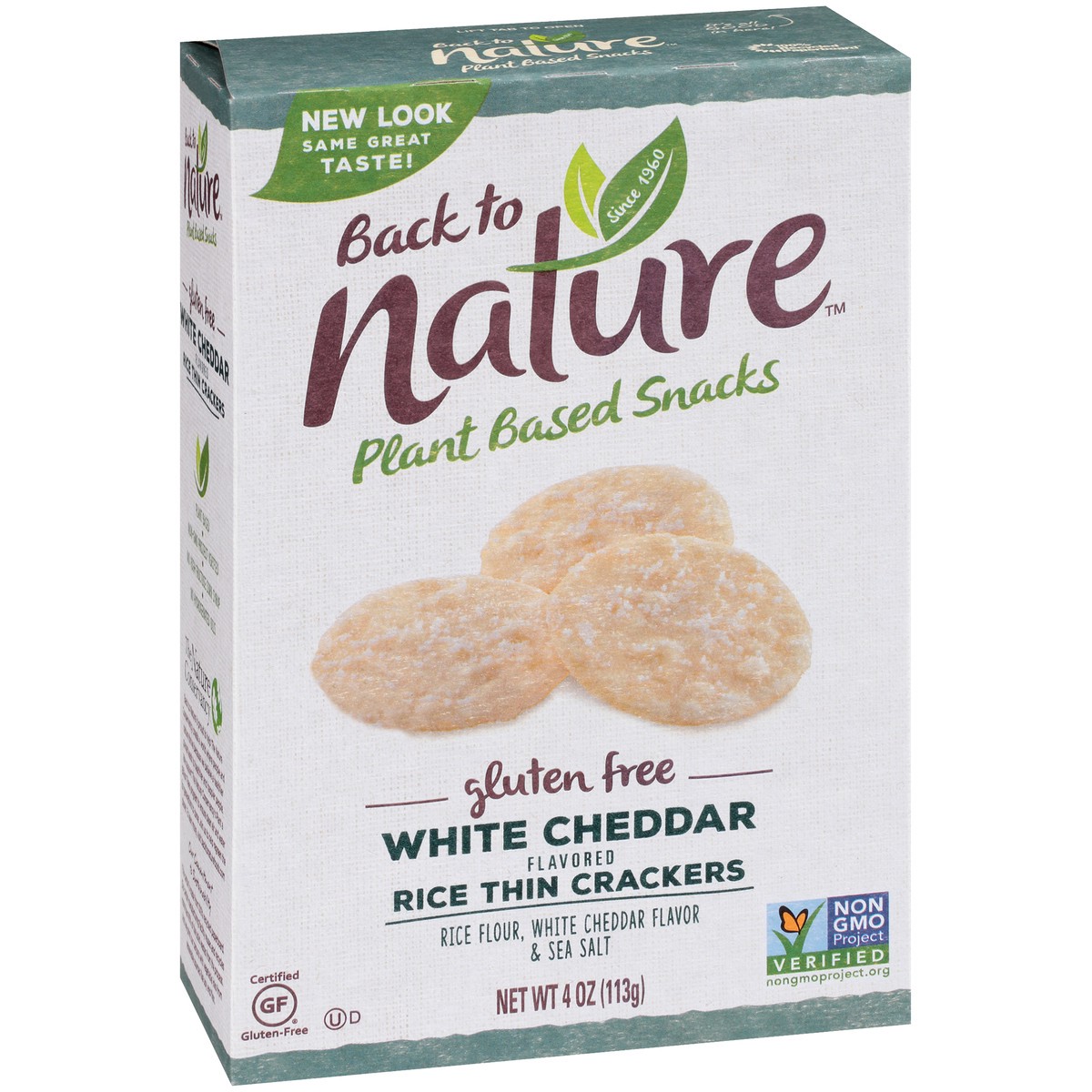 slide 2 of 9, Back to Nature Gluten Free White Cheddar Rice Thin Crackers, 4 oz