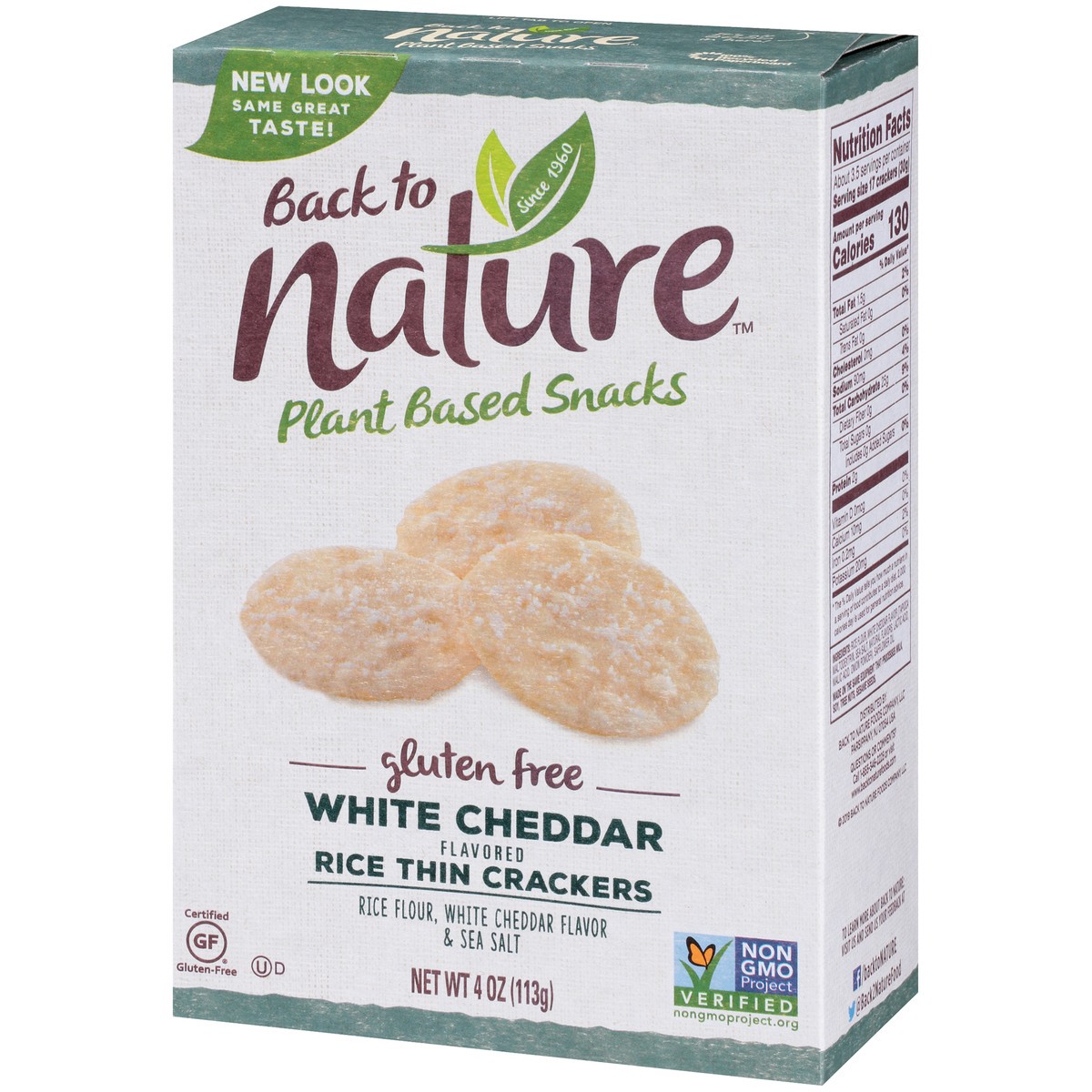 slide 3 of 9, Back to Nature Gluten Free White Cheddar Rice Thin Crackers, 4 oz