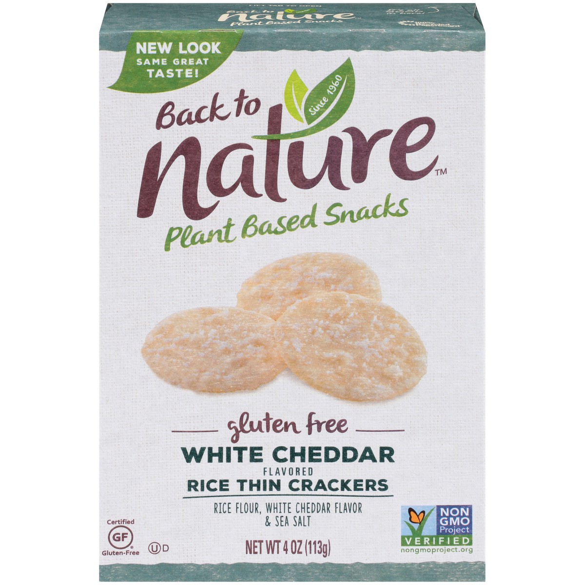 slide 1 of 9, Back to Nature Gluten Free White Cheddar Rice Thin Crackers, 4 oz