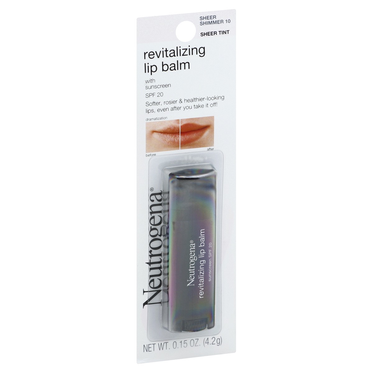 slide 6 of 9, Neutrogena Revitalizing and Moisturizing Tinted Lip Balm with Sun Protective Broad Spectrum SPF 20 Sunscreen, Lip Soothing Balm with a Sheer Tint in Color Sheer Shimmer 10,.15 oz, 0.15 oz