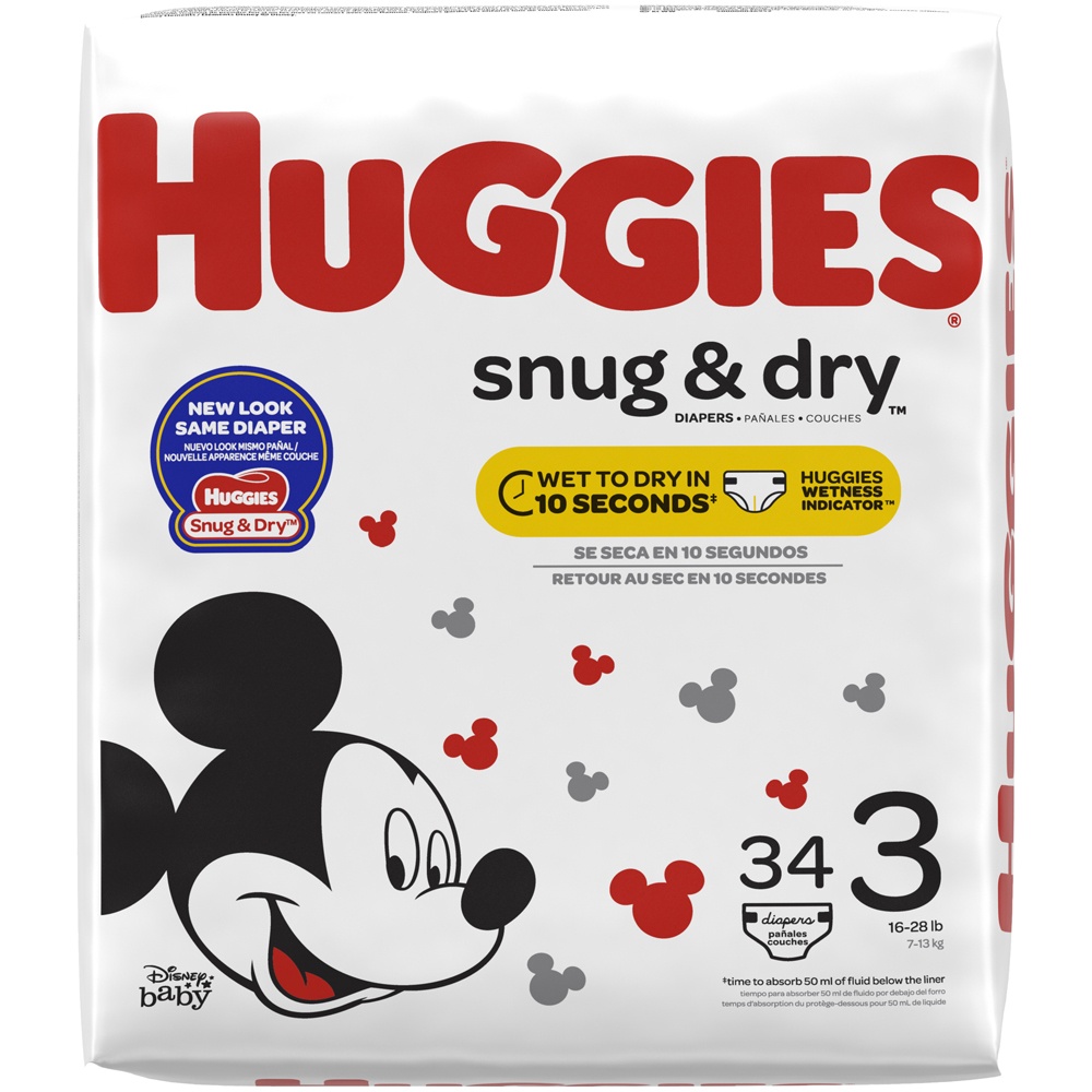 slide 2 of 3, Huggies Snug & Dry Diapers, Size 3, 34 ct