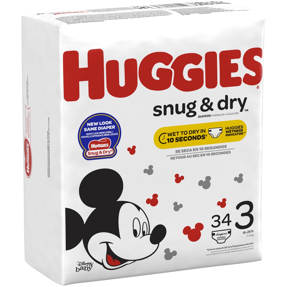 slide 3 of 3, Huggies Snug & Dry Diapers, Size 3, 34 ct