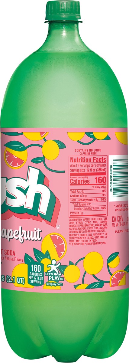 slide 5 of 6, Crush Grapefruit Soda, 2 L bottle, 2 liter