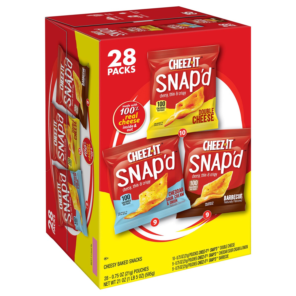 slide 2 of 8, Cheez-It Snap'd Cheese Cracker Chips, Variety Pack, 21 oz, 28 Count, 21 oz