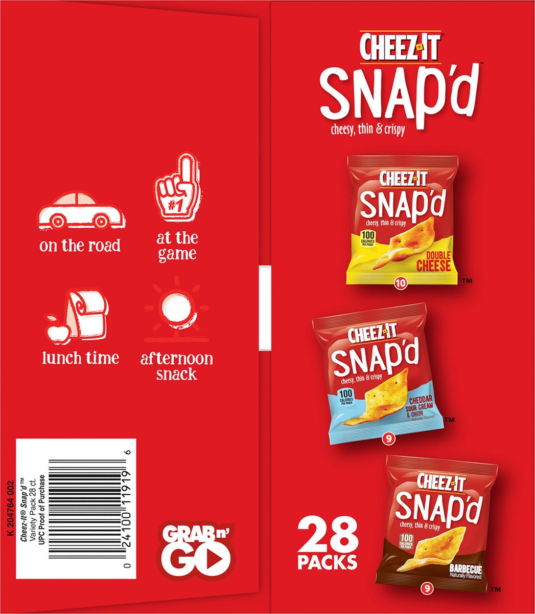 slide 8 of 8, Cheez-It Snap'd Cheese Cracker Chips, Variety Pack, 21 oz, 28 Count, 21 oz